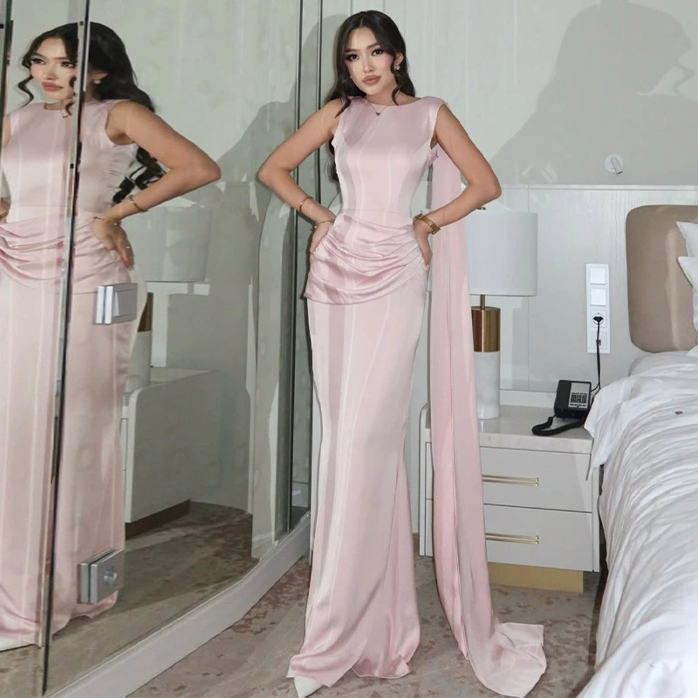 Forever 21 Elegant Summer Pink Sleeveless Ruffled Waist Dress with Shawl